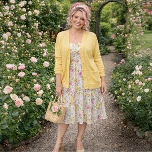 1980s Vintage Lady Fletcher Yellow Cardigan L Soft Knit Button Front w/ Pockets